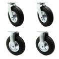 thumbnail image 2 of 8 Inch Swivel Pneumatic Casters Set of 4 - Black Rubber Wheels - Includes 2 Swivel and 2 Rigid - Heavy Duty Casters - 1,200 lbs. Total Capacity - Service Caster Brand, 2 of 4