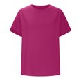thumbnail image 4 of Binmer T-Shirt à Manches Courtes Décontracté pour Femme, Couleur Unie, Col Rond, 4 of 9