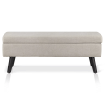 thumbnail image 4 of Bouclair Beige Fabric Ottoman Storage Bench on Wooden Legs, 4 of 10