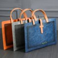 thumbnail image 2 of Fashion Business Document Bag Leather Large Laptop Handbag Briefcase Portable Work Office Storage Bag Custom Letters navy 13 inch, 2 of 6