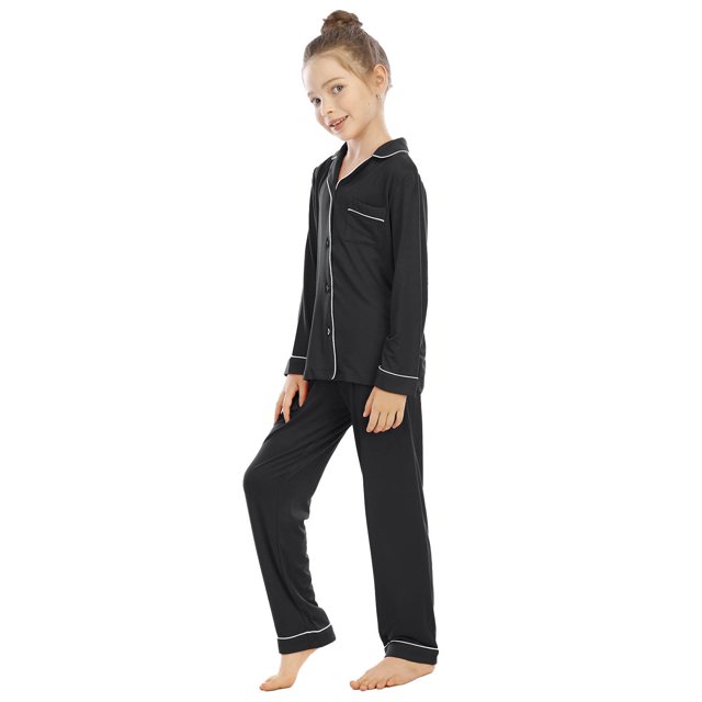 WEAIXIMIUNG Unisex Toddler Pajama Set Long Sleeve & Pants Comfortable Fabric Button Up Collar Loose Fit Homewear 5-6 Years