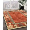 thumbnail image 2 of Ahgly Company Tapis d'Intérieur Carrés Abstraits Rouges Orientaux, 7 Pieds Carré, 2 of 6