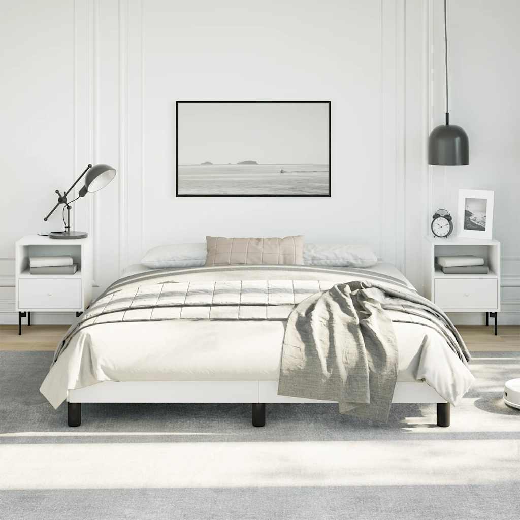 vidaXL Cadre de Lit Blanc 152x203 cm Grand Lit Similicuir
