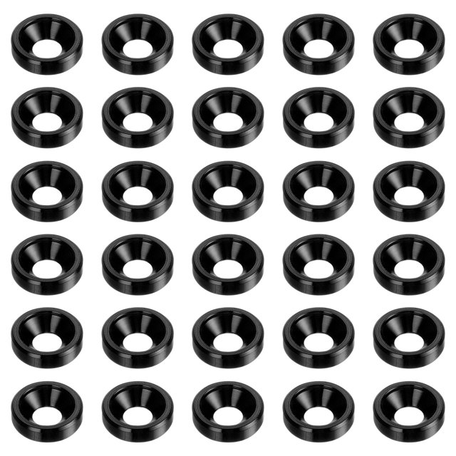 Unique Bargains Lot de 30 Rondelles à Encastrer M3 en Alliage d'Aluminium Anodisé pour Finition, Noir