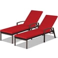 thumbnail image 2 of Costway 2PCS Patio Rattan Lounge Chair Chaise Recliner Back Adjustable Cushioned Red, 2 of 10