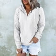 thumbnail image 2 of Besolor Womens Fall Fashion Quarter Zip Hoodies Sweatshirts Casual Long Sleeve Solid Color V Neck Drawstring Pullover Tops, 2 of 6