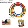 thumbnail image 3 of 2pcs 1.6M Refrigerant A/C Charging Hoses with Ball Valves HVAC 1/4In SAE for R134A R12 Coolant Adding and Air Condition, 3 of 8