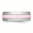 thumbnail image 3 of Bague CZ en Céramique Rose Polie en Acier Inoxydable de 7 Dimensions, 3 of 7
