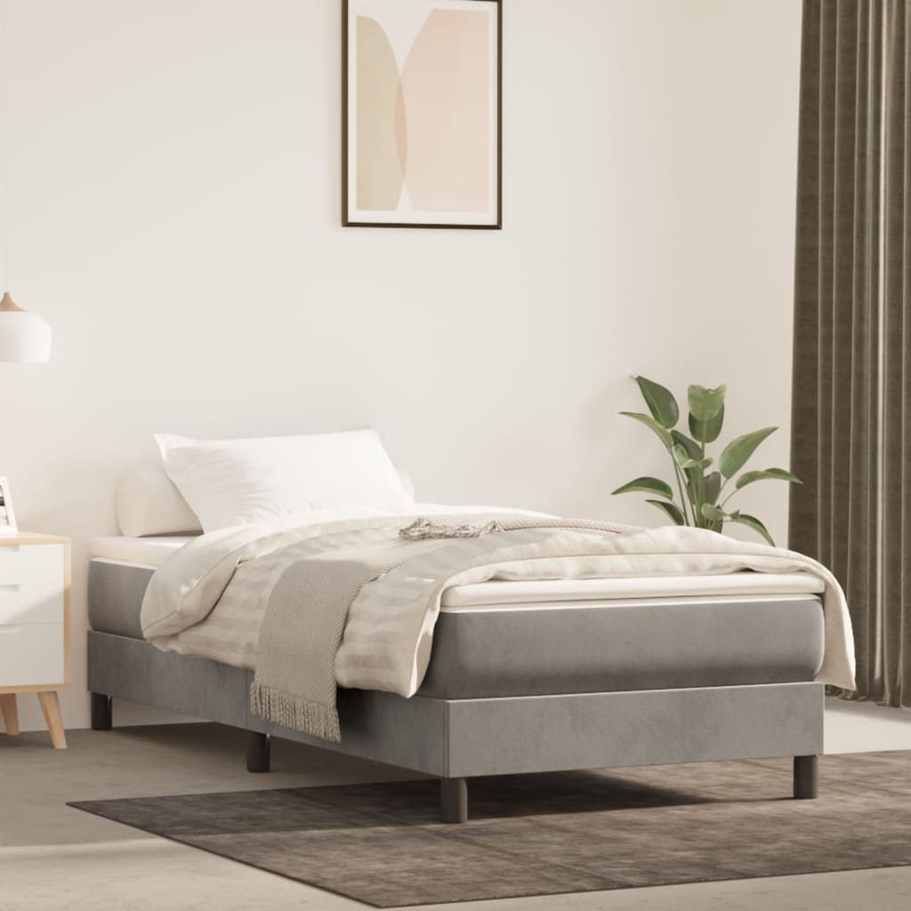 vidaXL Bed Frame Light Grey 100x190 cm Twin Velvet