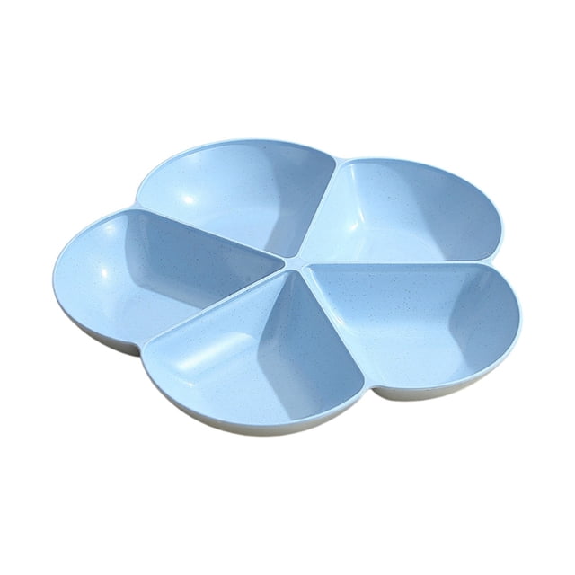 SLYNSHome Wheats Straw Candy Tray Compartment Snack Organizer Lightweight Food-Grade Plastic Party Serving Tray - Blue