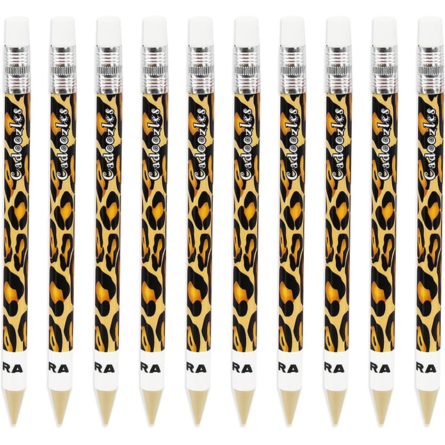 Zebra Cadoozle Mini Crayon Mécanique - Plomb 0,7 mm - Imprimé Fantaisie d'Animal Guépard - Lot de 10