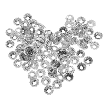 LOLIPPYY 36Pack Round Ornament Tops Caps Silver 0.6x0.28x0.2Inch PVC for Christmas Ornaments and