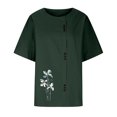 thumbnail image 2 of Birdeem Womens Fashion Summer Round Neck Leisure Short Sleeve Printed Buttons Tops, 2 of 5