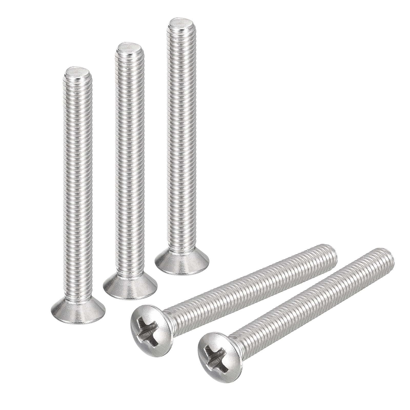 Unique Bargains Vis de Machine à Tête Ovale M5x50mm, Lot de 25, Vis à Tête Fraisée Légèrement Relevée en Acier Inoxydable 304