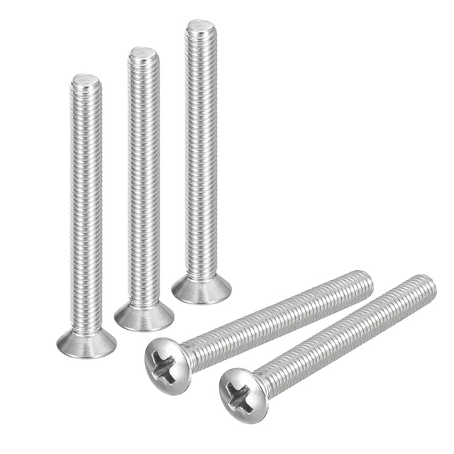 Unique Bargains Vis de Machine à Tête Ovale M5x60mm, Lot de 25, Vis à Tête Fraisée Légèrement Relevée en Acier Inoxydable 304
