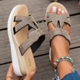 thumbnail image 2 of CHGBMOK Sandals Womens Large Size Plus-size Rhinestones Wear A Mop with Fishmouth Slippers Sizes 36-42, 2 of 7