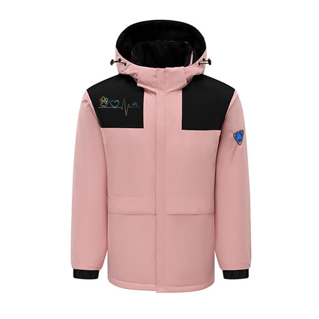 RXIRUCGD USB Intelligent Constant Temperature Heated Windproof Plus Size Coat For Men And Women Winter 4 Heated Jacket Coat( Pink, Size:S )