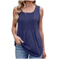 thumbnail image 1 of hotojiny Hauts Grande Taille pour Femmes 2025 Débardeur Fluide à Plis devant Chemise Tendance Col Rond Chic Décontracté Blouse Unie, 1 of 6