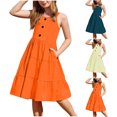thumbnail image 1 of Milgrthf Robe Camisole Décontractée d'Été pour Filles, Tendance, Dégradé, Ample, Col Ras du Cou, Sans Manches, Ligne A Évasée, Robes pour 4-15 Ans, Rose, 5 Ans, 1 of 9
