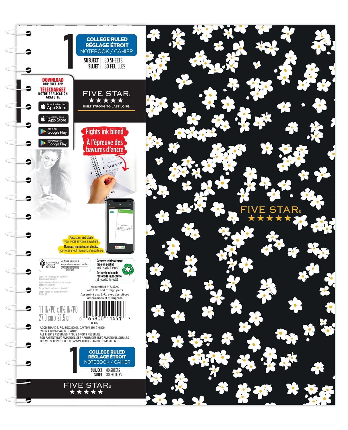 Five Star® Dense Daisy 1 Subject Notebook