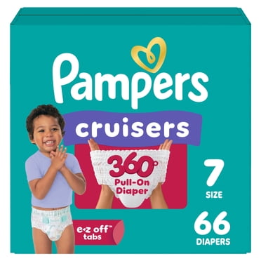 Pampers Diapers - Cruisers 360° - Size 7, up to 100% Leakproof Fit, Designed for Active Babies, Pull On Diaper, EZ Off Tabs Designed for Easy Changes