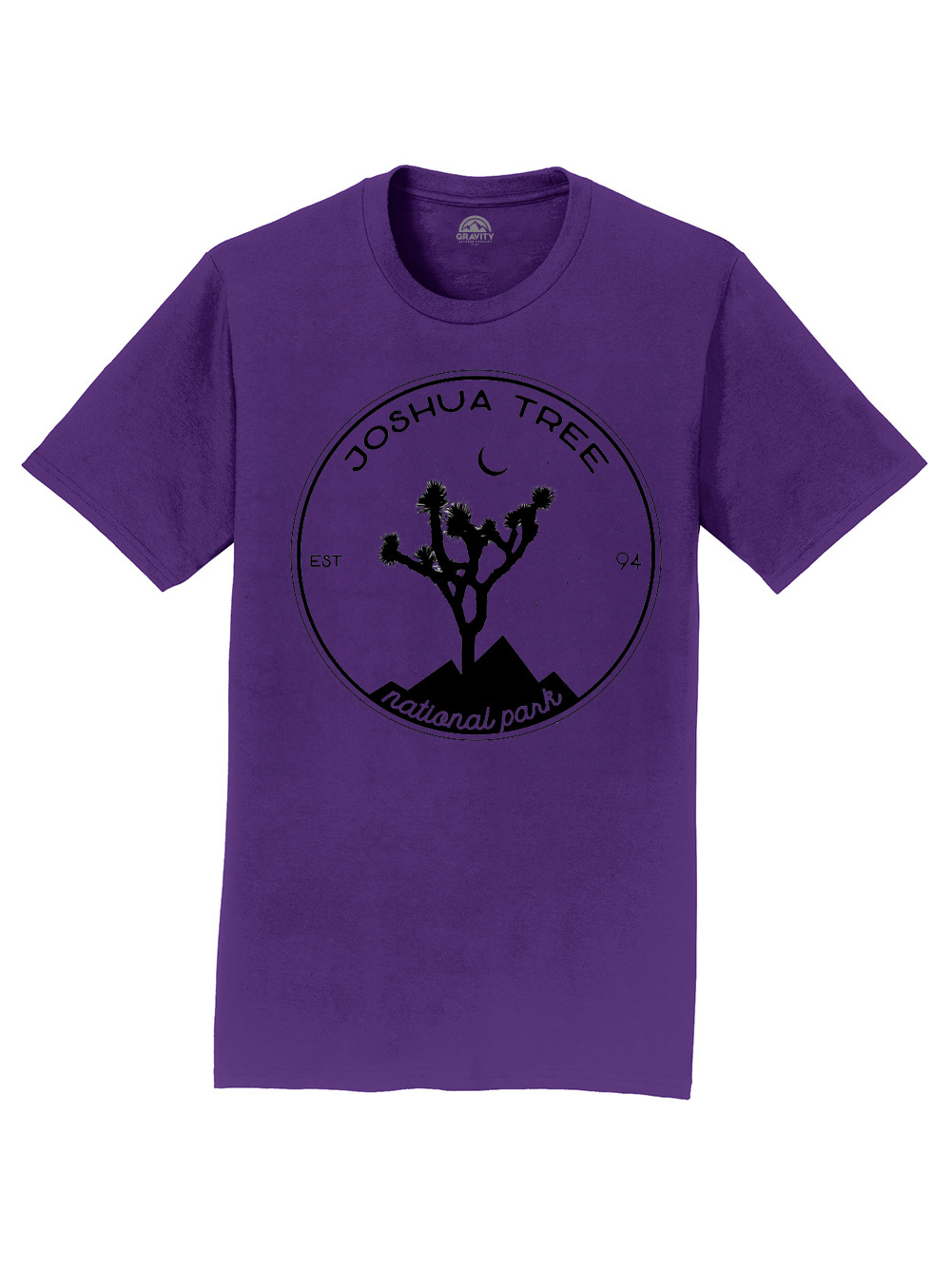 Gravity Outdoor Co. T-Shirt Homme Joshua Tree - Logo Noir - Violet - Moyen