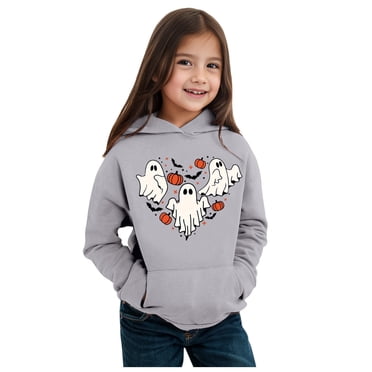 MIASHUI Chandails à Capuchon et Chandails Molletonnés pour Filles pour Enfants Confortables à Manches Longues Chandails à Enfiler Hauts Tendance à Imprimé de Lettres Tenue d'Halloween Chaude Tenue Mode pour Enfants