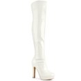 thumbnail image 1 of Unique Bargains Women's Platform Chunky Over Knee High Boot White (Size 9), 1 of 7