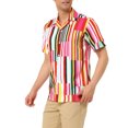thumbnail image 4 of INSPIRE CHIC Chemises à Rayures pour Hommes à Manches Courtes, Boutonnées, Chemise Hawaïenne Imprimée S Rose Rouge, 4 of 6
