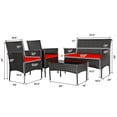 thumbnail image 2 of Gymax 4PCS Outdoor Furniture Set Patio Rattan Conversation Set w/ Red Cushion, 2 of 10