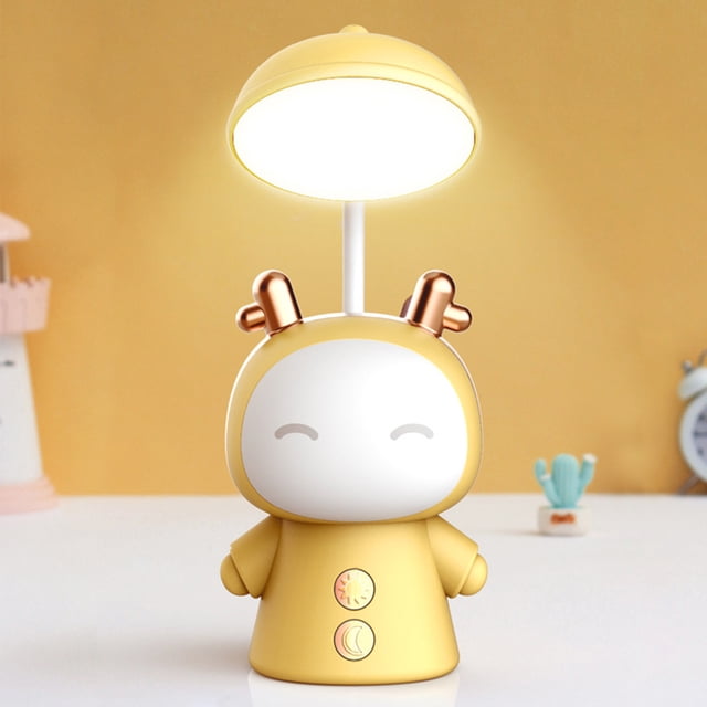 Lampe de Table Rechargeable pour Enfants, Lampe de Bureau, Lumière de Lecture DEL à Intensité Réglable et Réglable, Veilleuse Portable, Lampe d'Étude Protectrice pour les Yeux, Construction en Plastique Antichute, 4 Modes d'Éclairage, Col de Cygne Flexible, Cadeaux de Fête