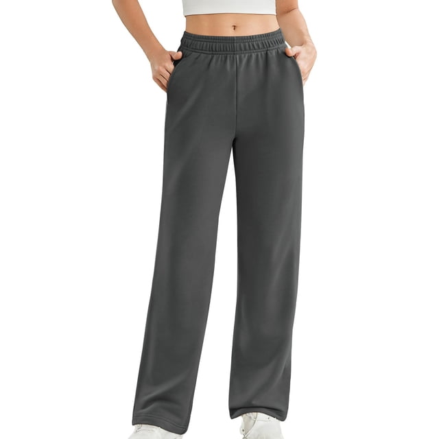 Womens Sweat Pants, Fashion Casual Solid Color Waist Sweatpants with Side Pockets