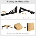 thumbnail image 2 of 2 Pieces Folding Shelf Brackets Heavy Duty 10 Inches Collapsible Shelf Brackets Black Metal Shelf Support Brackets for Kitchen Study Warehouse DIY Projects Shelf Bracket, 2 of 4