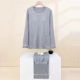thumbnail image 2 of Besolor Pyjama Décontracté pour Femmes, Ensemble 2 Pcs, Haut à Col Ras du Cou Doux à Manches Longues et Pantalon, Tenue de Nuit Pjs avec Coussinet, 2 of 7