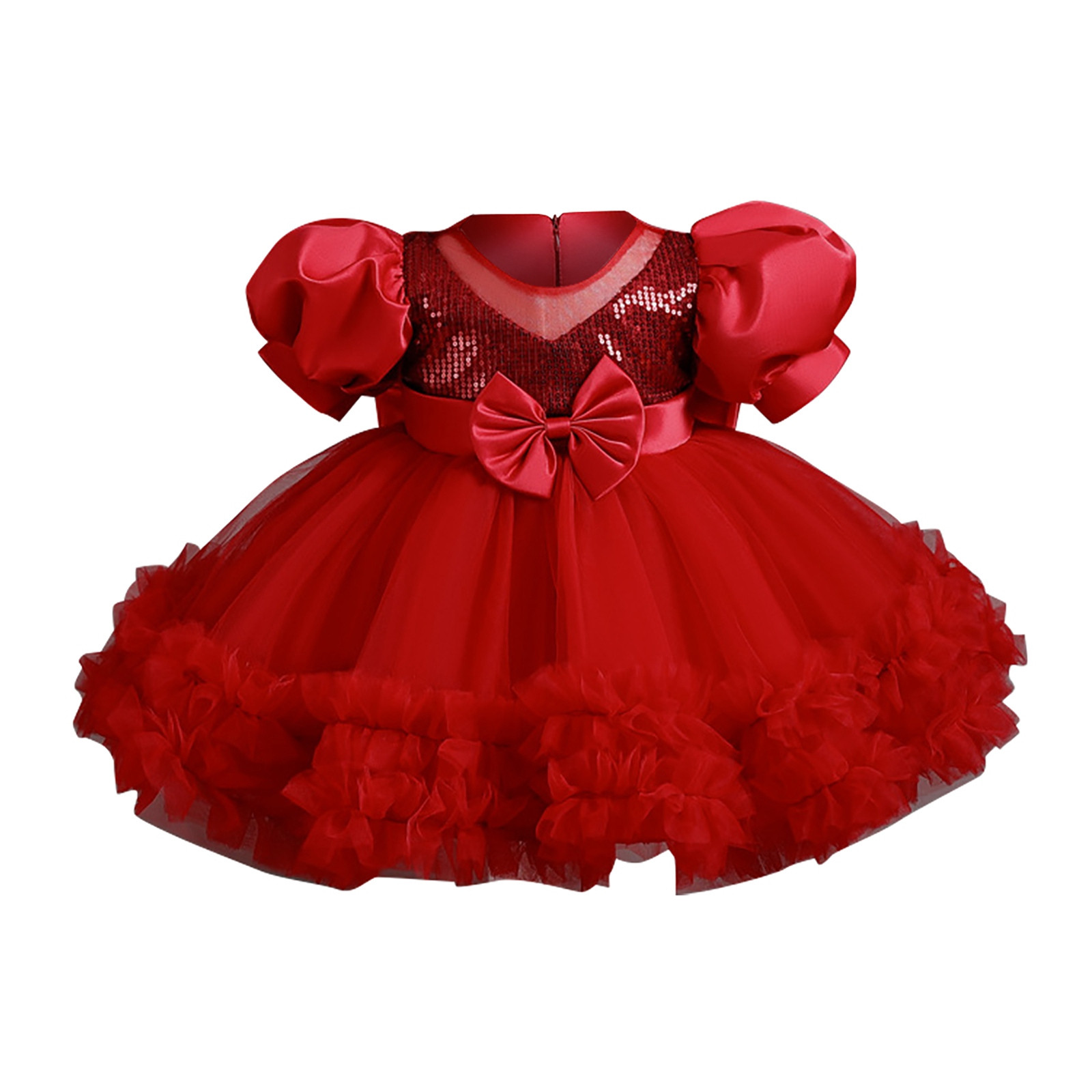 Robe Formelle pour Tout-Petit à Manches Bouffantes, Robe de Bal pour Tout-Petit, Robe en Tulle pour Fille, Robes d'Anniversaire pour Filles 4-5 Ans