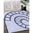 thumbnail image 3 of Ahgly Company Tapis Rond Lavable en Machine Intérieur Transitionnel Bleu Lavande, 3 Pieds Rond, 3 of 7