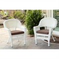 thumbnail image 1 of Jeco Chaise en Osier Blanche avec Coussin Brun (Ensemble de 4), 1 of 1