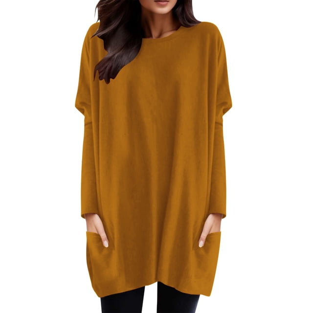 2025 Femmes Automne et Hiver T-Shirts de Course pour Femmes Confortables Col Rond Long Col Roulé Tee pour Femmes Manche Longue T-Shirt Manche Longue T-Shirt de Course pour Femmes Haut Poche Manche Bouffante Imprimé
