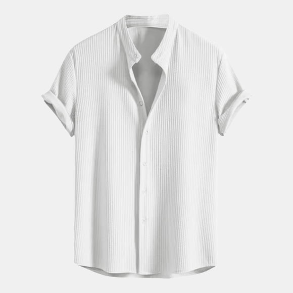 Mens Shirts Casual Button-Downs Mens Spring Shirt Casual Mens Shirts Mens Dress Short Sleeve Shirts Short Sleeve for Men White 2XL