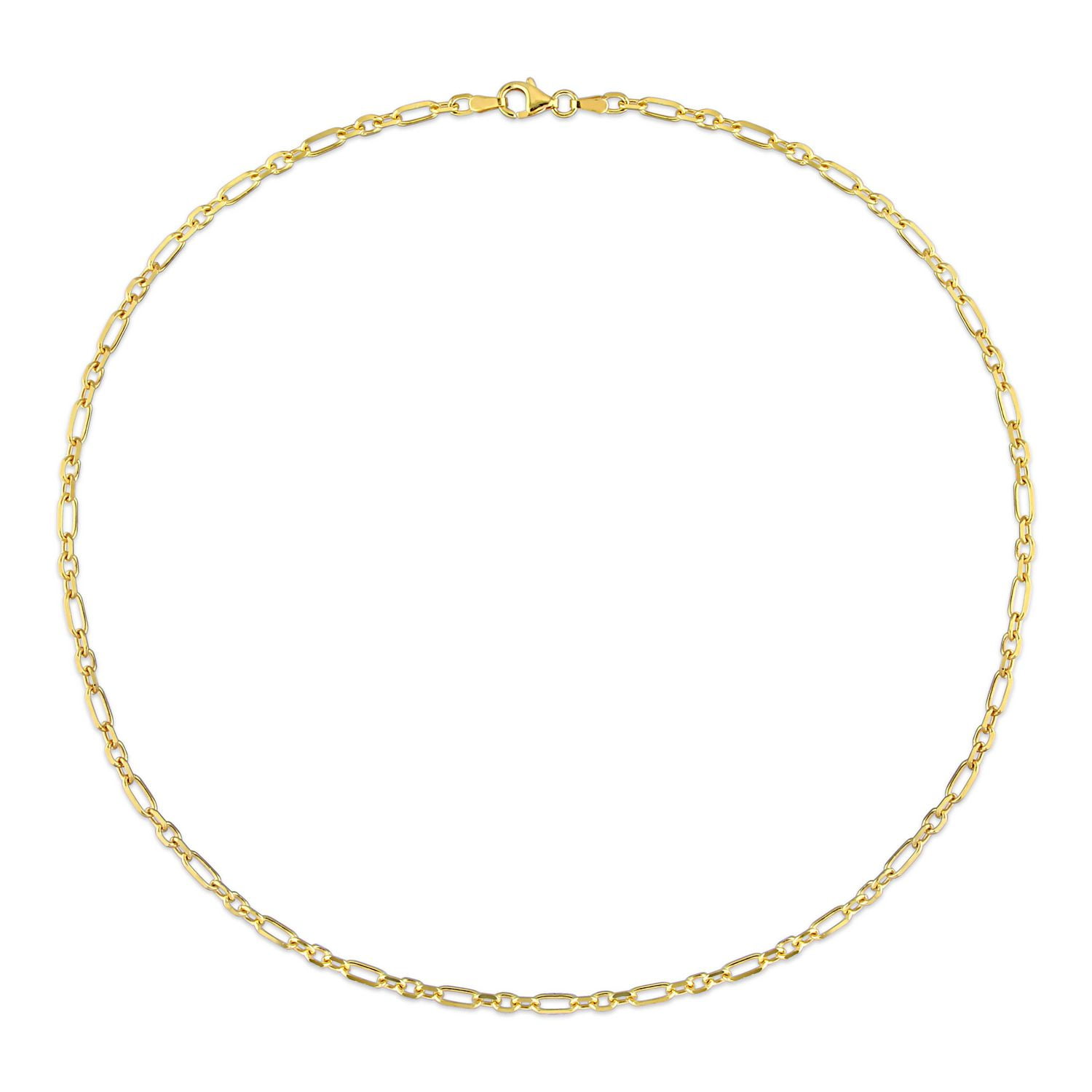 Miabella 18K Yellow Gold Plated Sterling Silver Diamond Cut Figaro Rolo Necklace