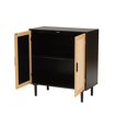 thumbnail image 2 of Baxton Studio Maureen Armoire de Rangement à 2 Portes en Bois Brun Espresso et Rotin Style Mid-Century Modern, 2 of 5