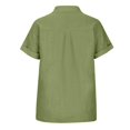 thumbnail image 3 of Womens Cotton Linen Button Down Shirt Casual Short Sleeve Loose Fit Collared V Neck Summer Beach Work Blouse Tops, 3 of 4