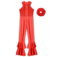 thumbnail image 4 of Lejafay Combinaison Sans Manches à Sequins pour Filles avec Couvre-Chef Jazz Disco Danse Body Performance Rouge 10, 4 of 5