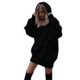 thumbnail image 1 of Grande Taille P-XXXXXL Femmes Manches Longues à Capuche Poches Chandail à Capuche Robe Tunique Chandail Automne Hiver Longs Hauts à Capuche, 1 of 2