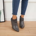 thumbnail image 4 of jovati Womens Leather Patchwork Thick Heel High Heel Zipper Pointed Snake Ankle Boots, 4 of 9