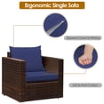 thumbnail image 4 of Costway 3PCS Patio Rattan Furniture Set Conversation Sofa Cushioned Navy, 4 of 10