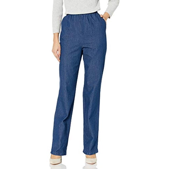 Chic Classic Pantalon à Enfiler Petite pour Femmes de la Collection, Denim Délavé Original, Taille 14P