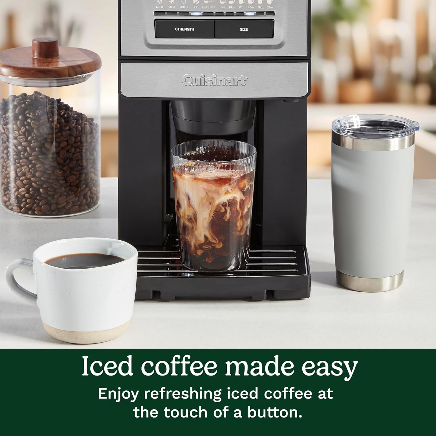 Cuisinart Coffee Maker, Custom Grind and Brew Single Cup Coffee Maker, 6 Cup Sizes, Built-in Stainless Steel Burr Mill