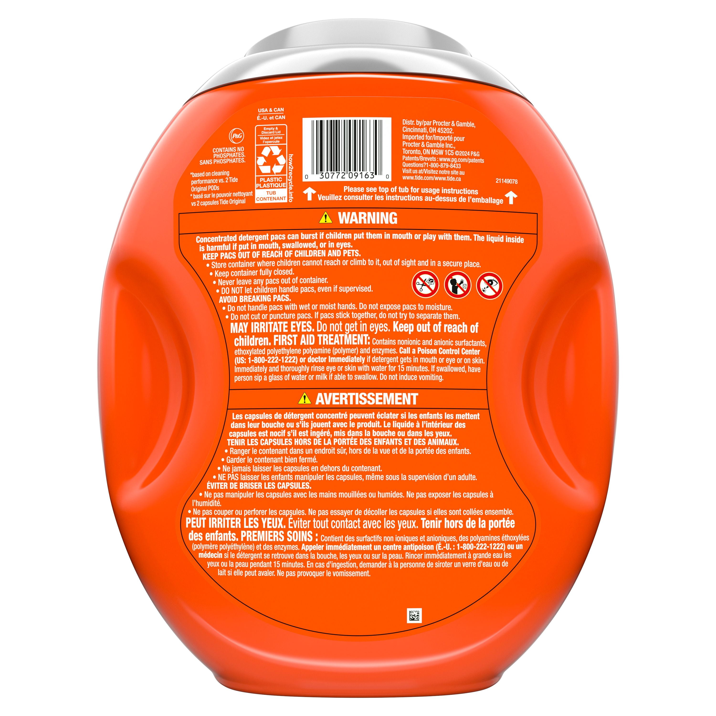 Tide Propreté Hygiénique Power PODS Capsules de Détergent à Lessive, Parfum Original, Élimine la Saleté Visible et Invisible, Capsules de Savon à Lessive Détergent, 45 Unités