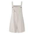 thumbnail image 4 of Womens Casual Summer Overalls Adjustable Straps Cotton Linen Shortalls Solid Shorts Jumpsuits Rompers with Pockets, 4 of 4